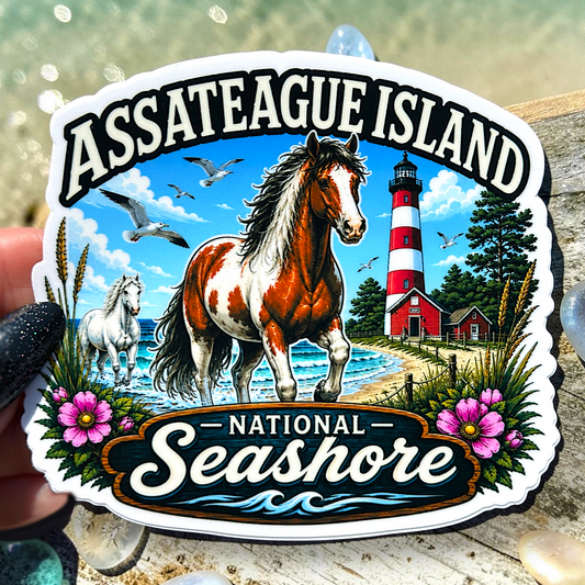 Assateague Island Horses Sticker