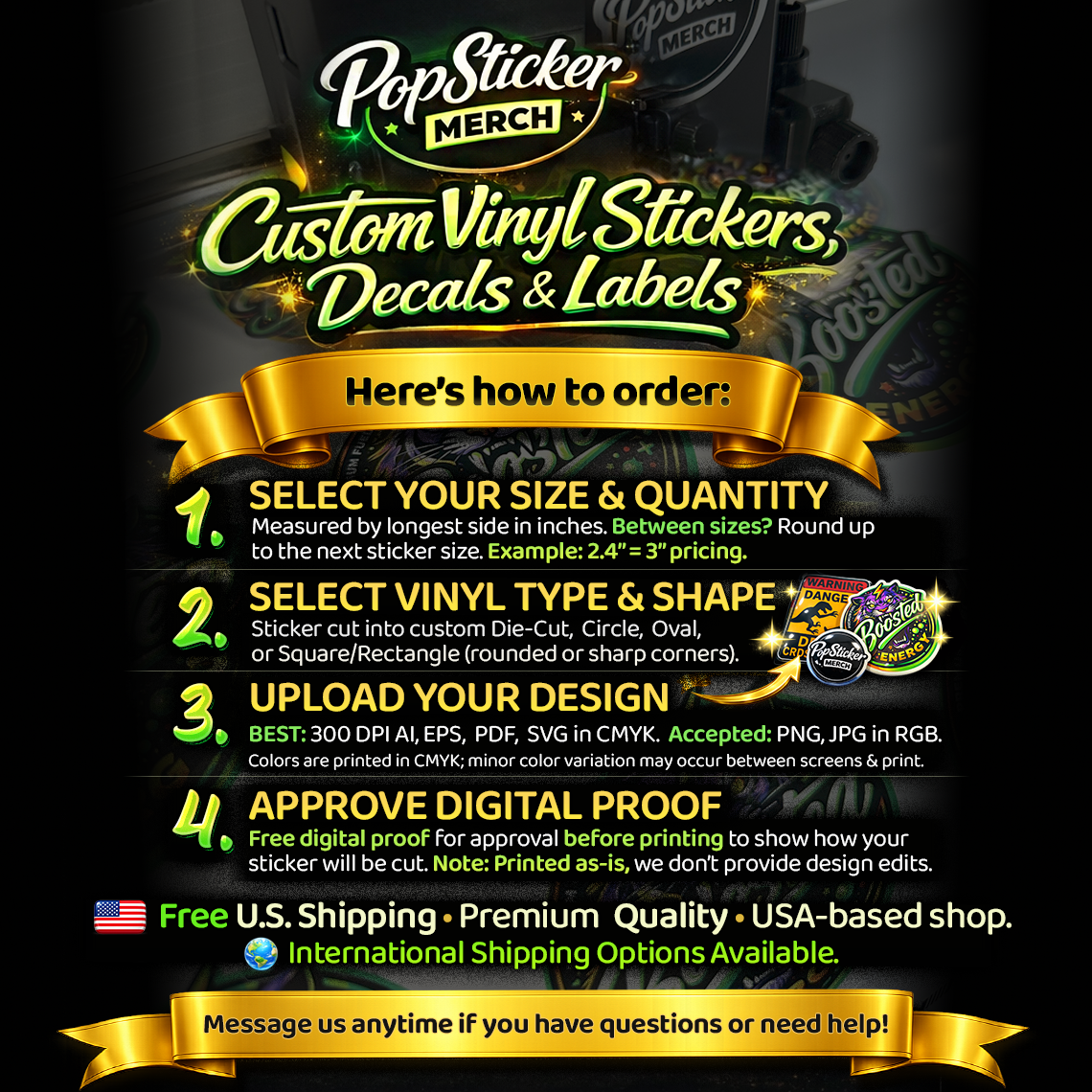 Custom White Gloss Vinyl Stickers
