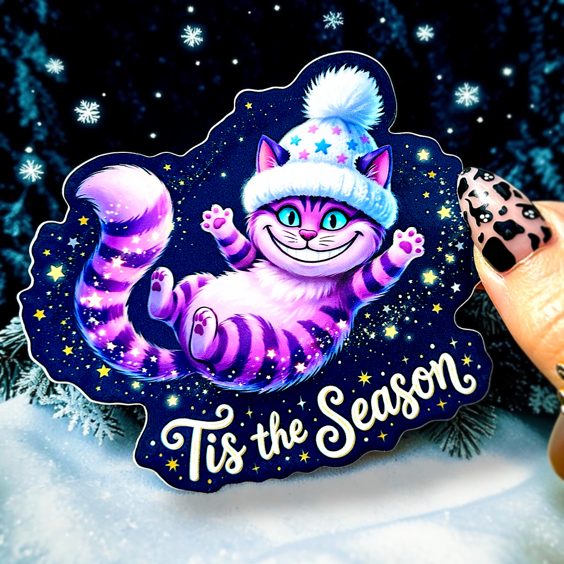 Cheshire Cat Tis The Season Sticker