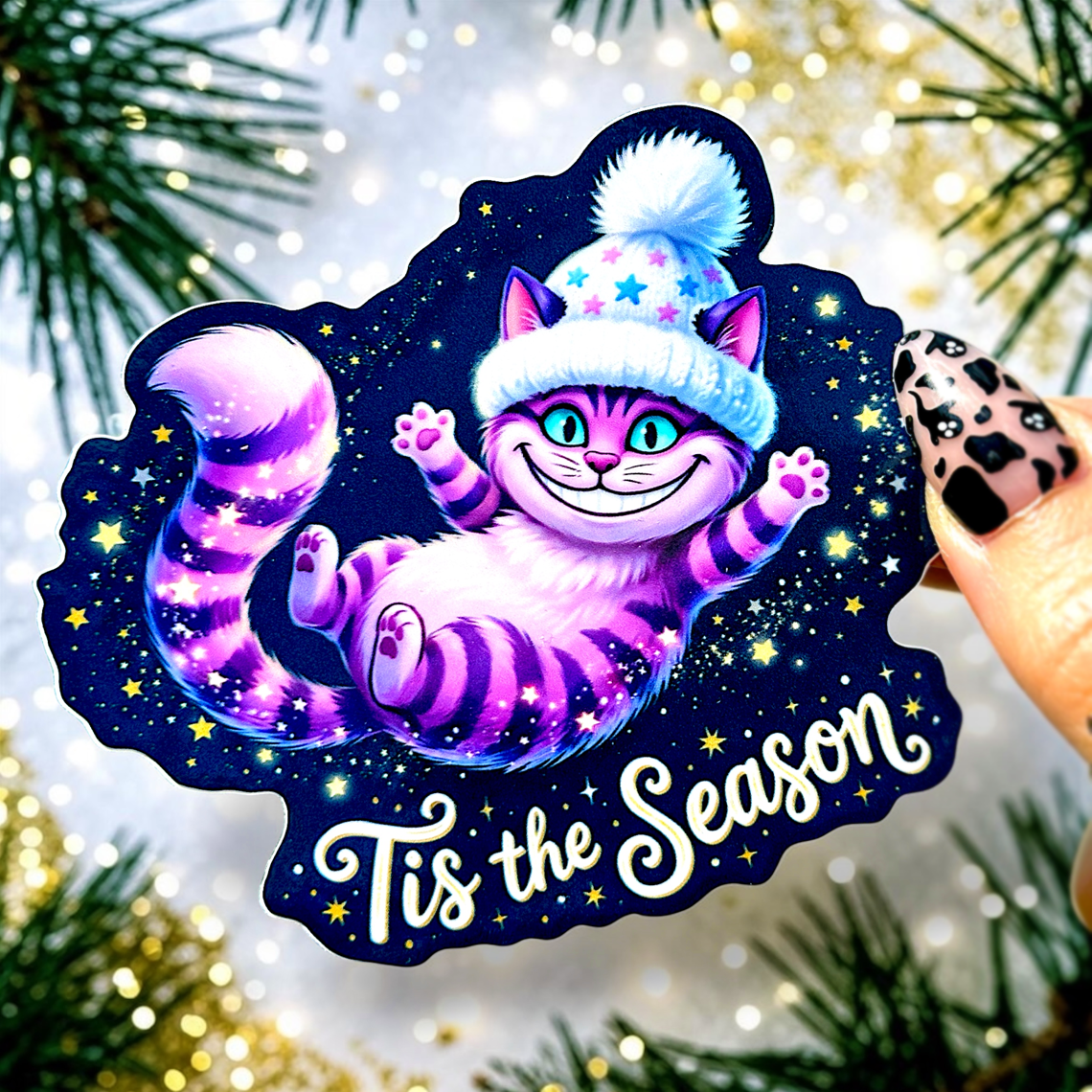 Cheshire Cat Tis The Season Sticker