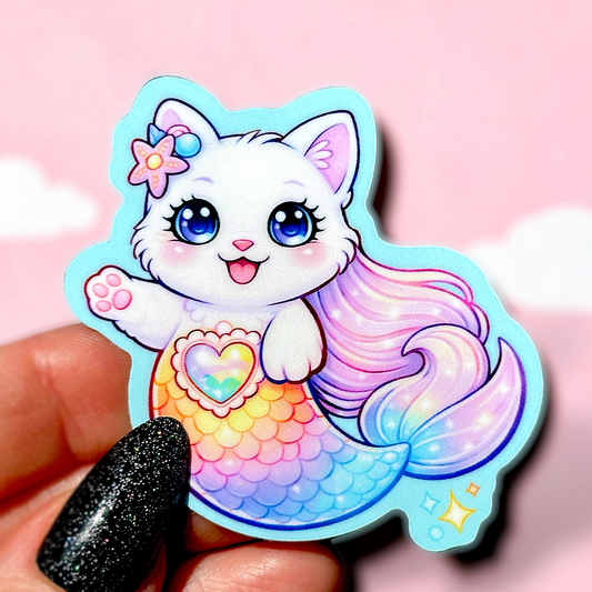 Cute Mermaid White Cat