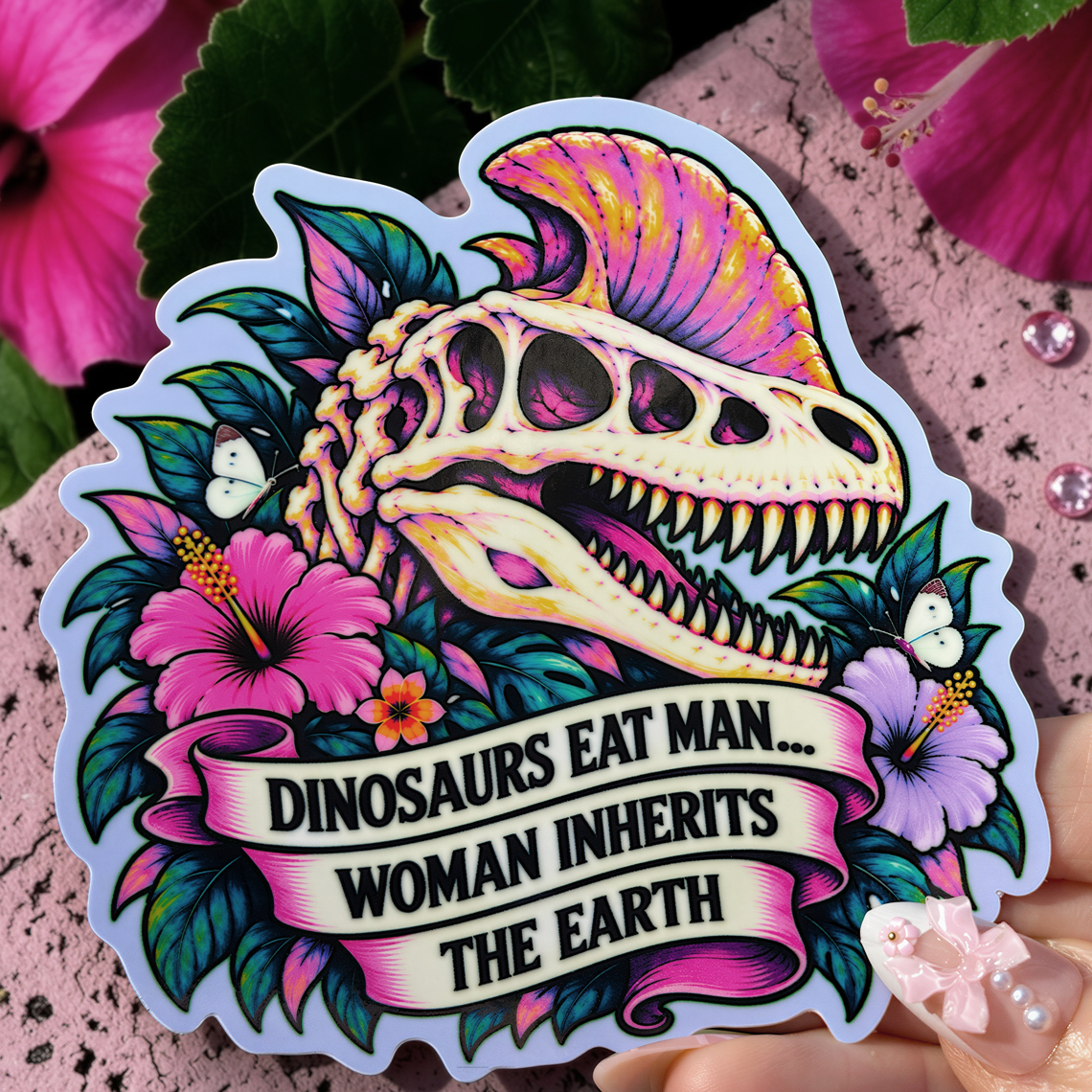 Dinosaurs Eat Man Sticker & Button (Bundles Available)