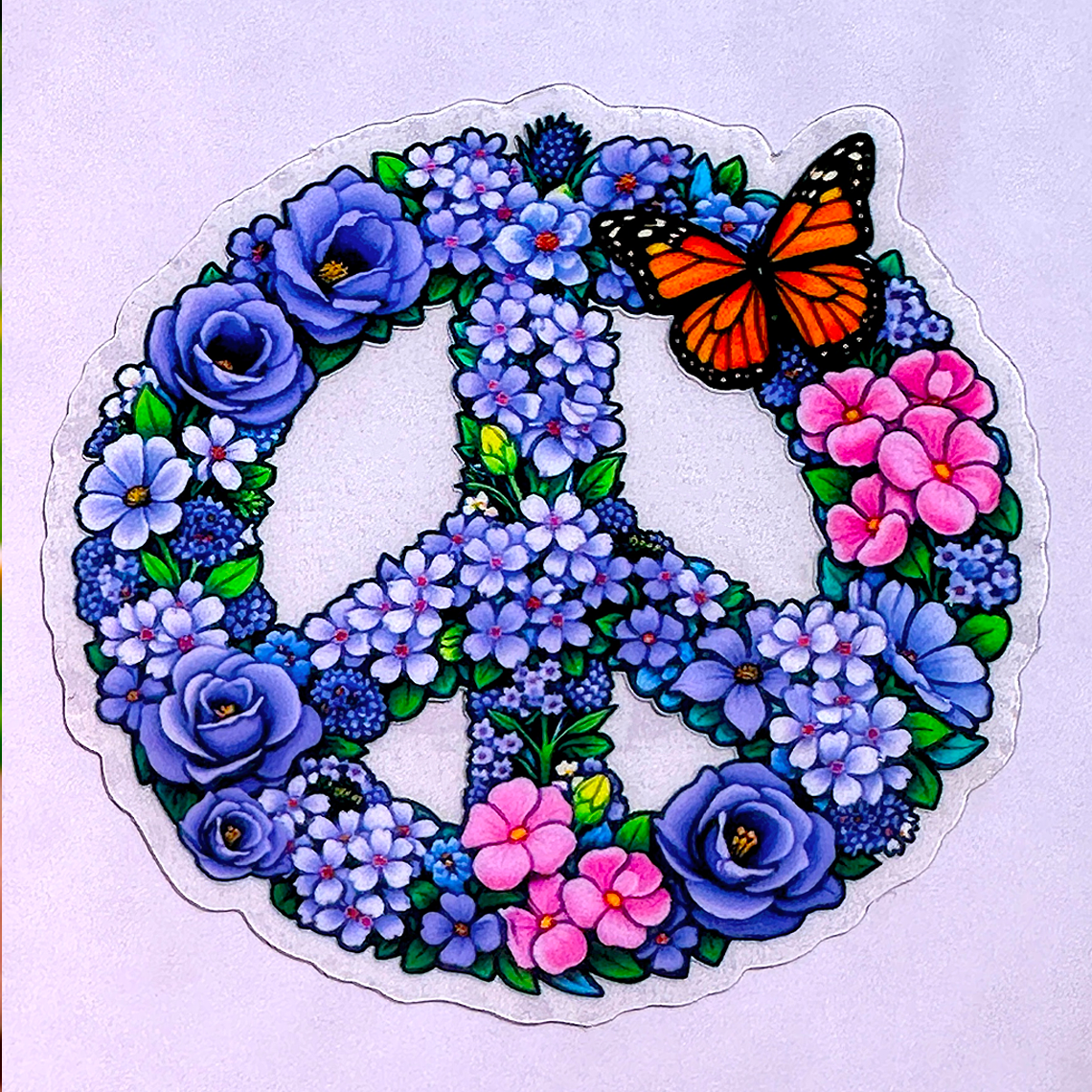 Floral Peace Sign Symbol Sticker