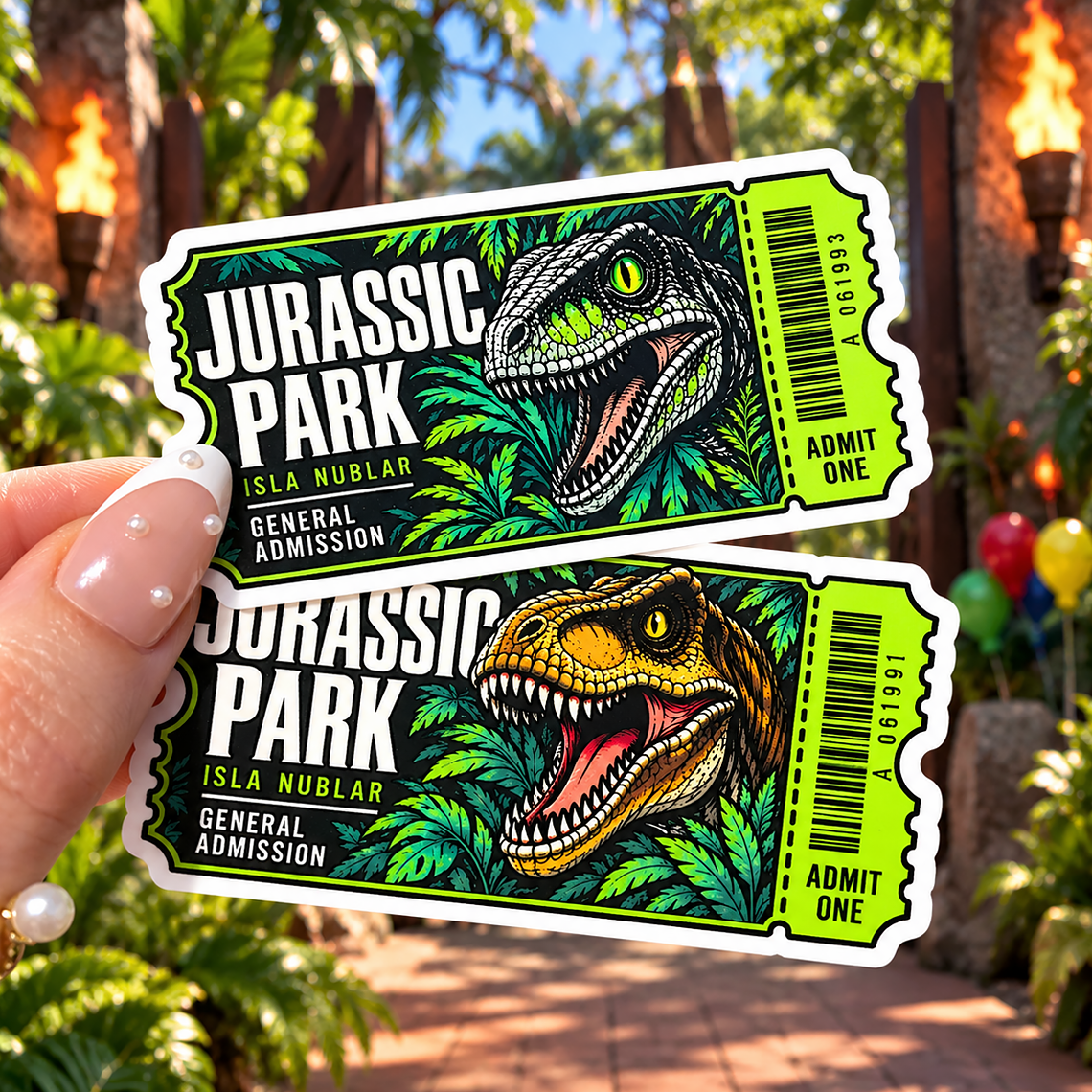 Jurassic Park Admission Ticket Sticker Bundle