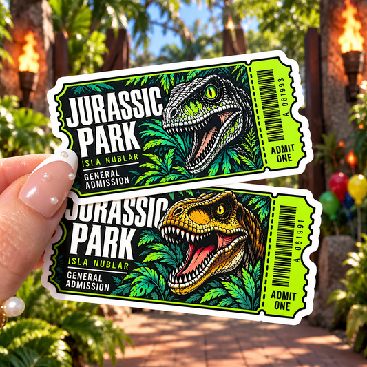 Jurassic Park Admission Ticket Sticker Bundle