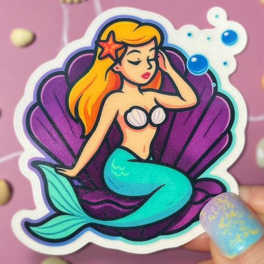 Mermaid In Clamshell Sticker