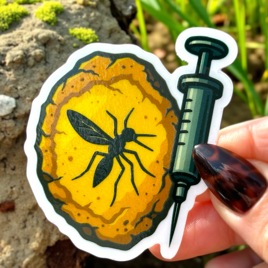 Mosquito In Amber Sticker – PopStickerMerch