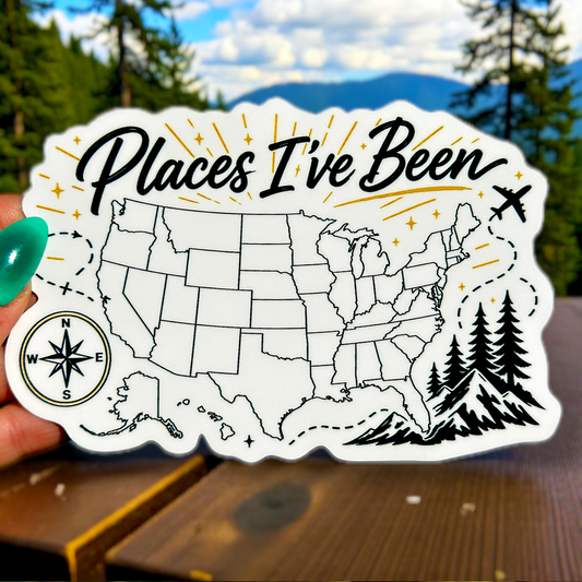 Places I've Been Map Decal
