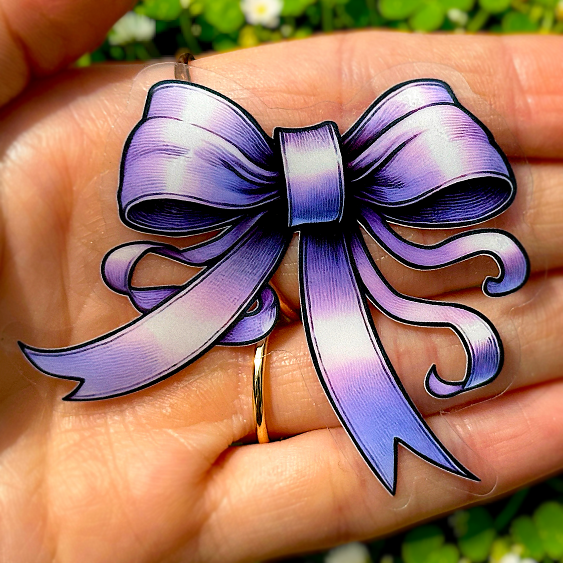 Purple Bow Curly Sticker