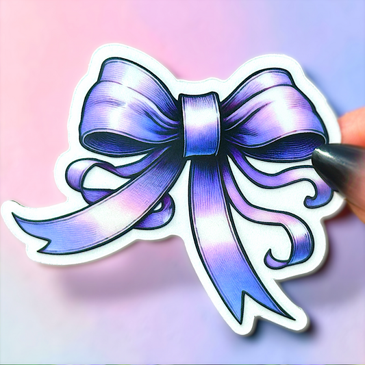 Purple Bow Curly Sticker