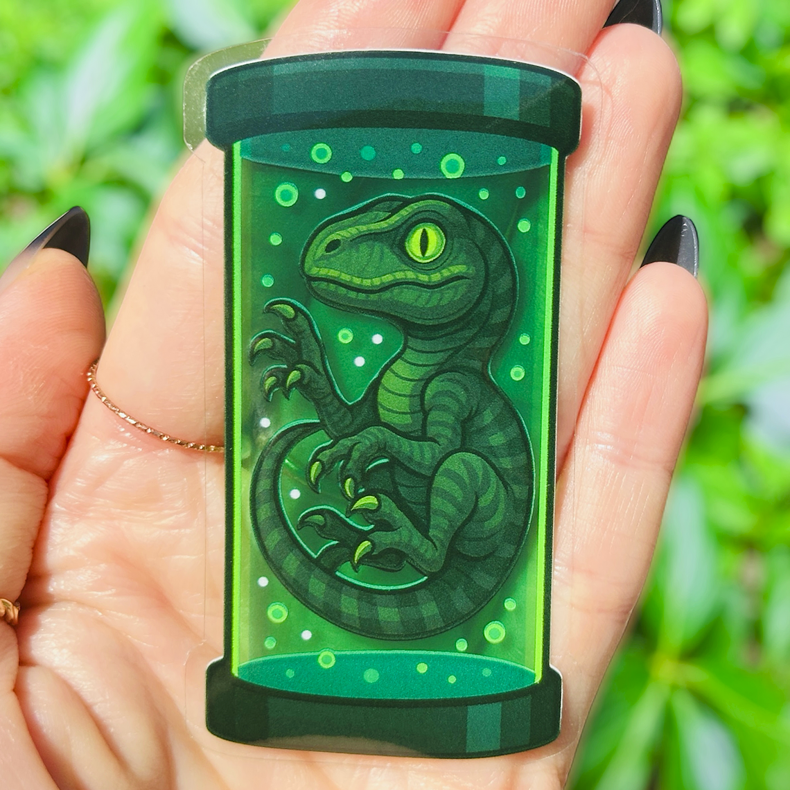 Raptor In A Lab Jar Sticker