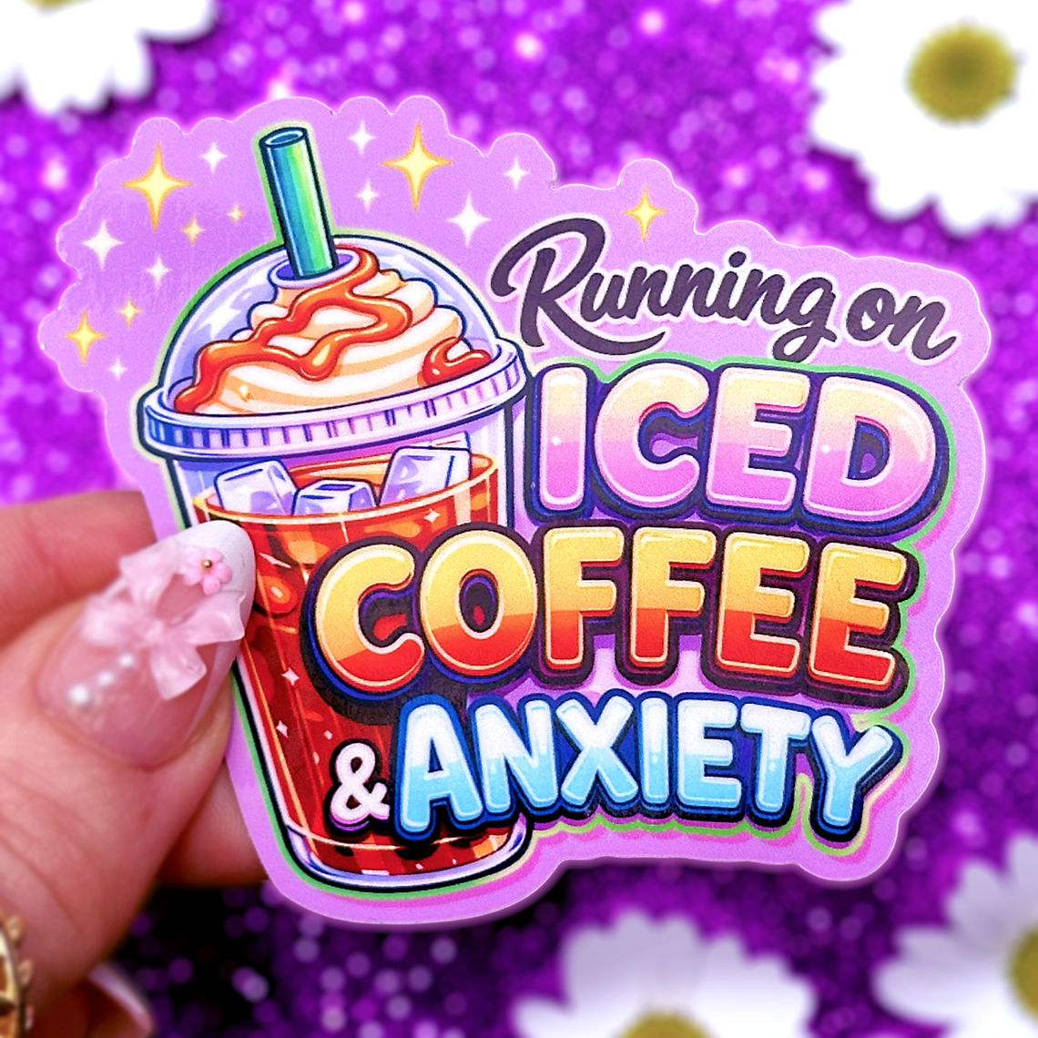 Running On Iced Coffee And Anxiety Sticker