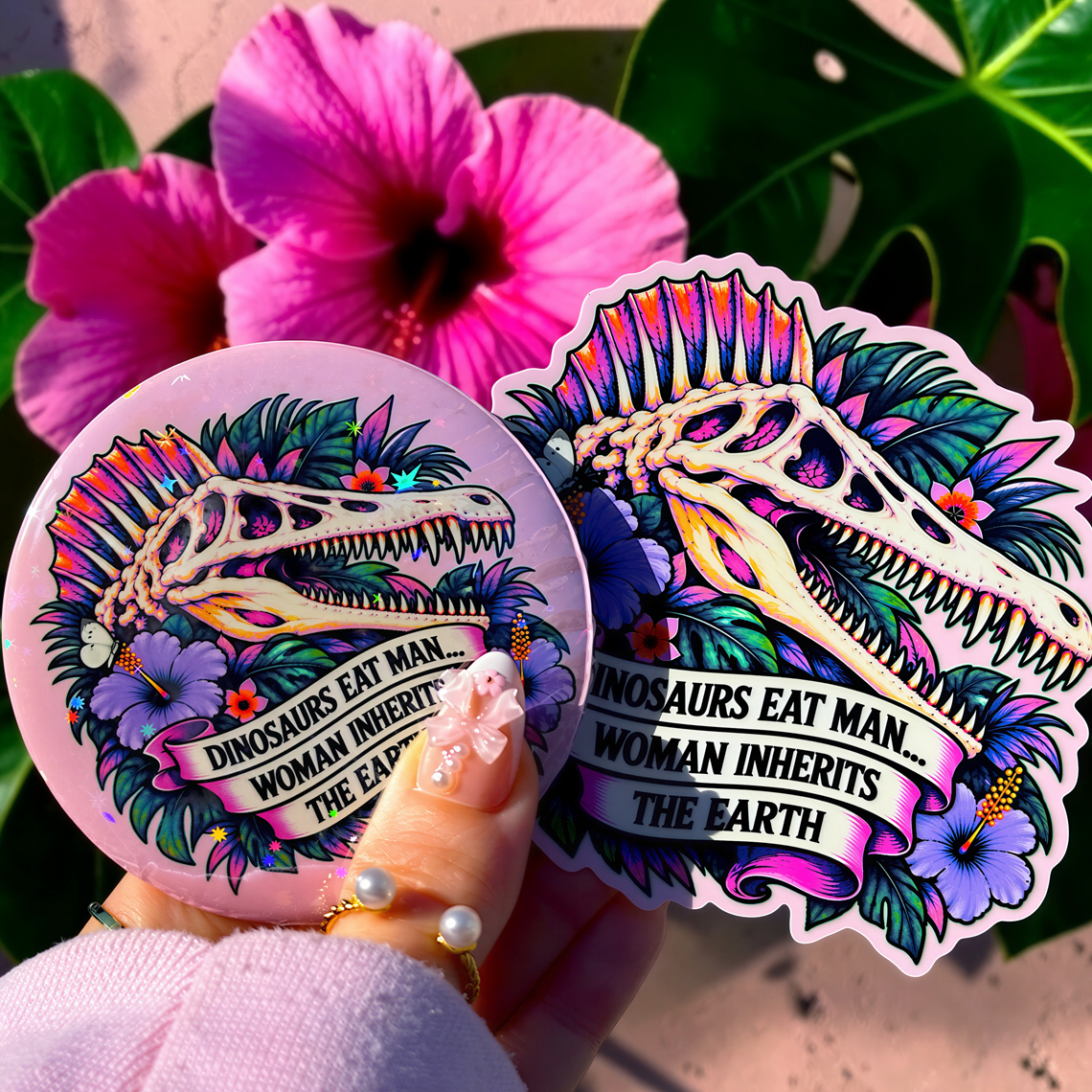 Dinosaurs Eat Man Sticker & Button (Bundles Available)