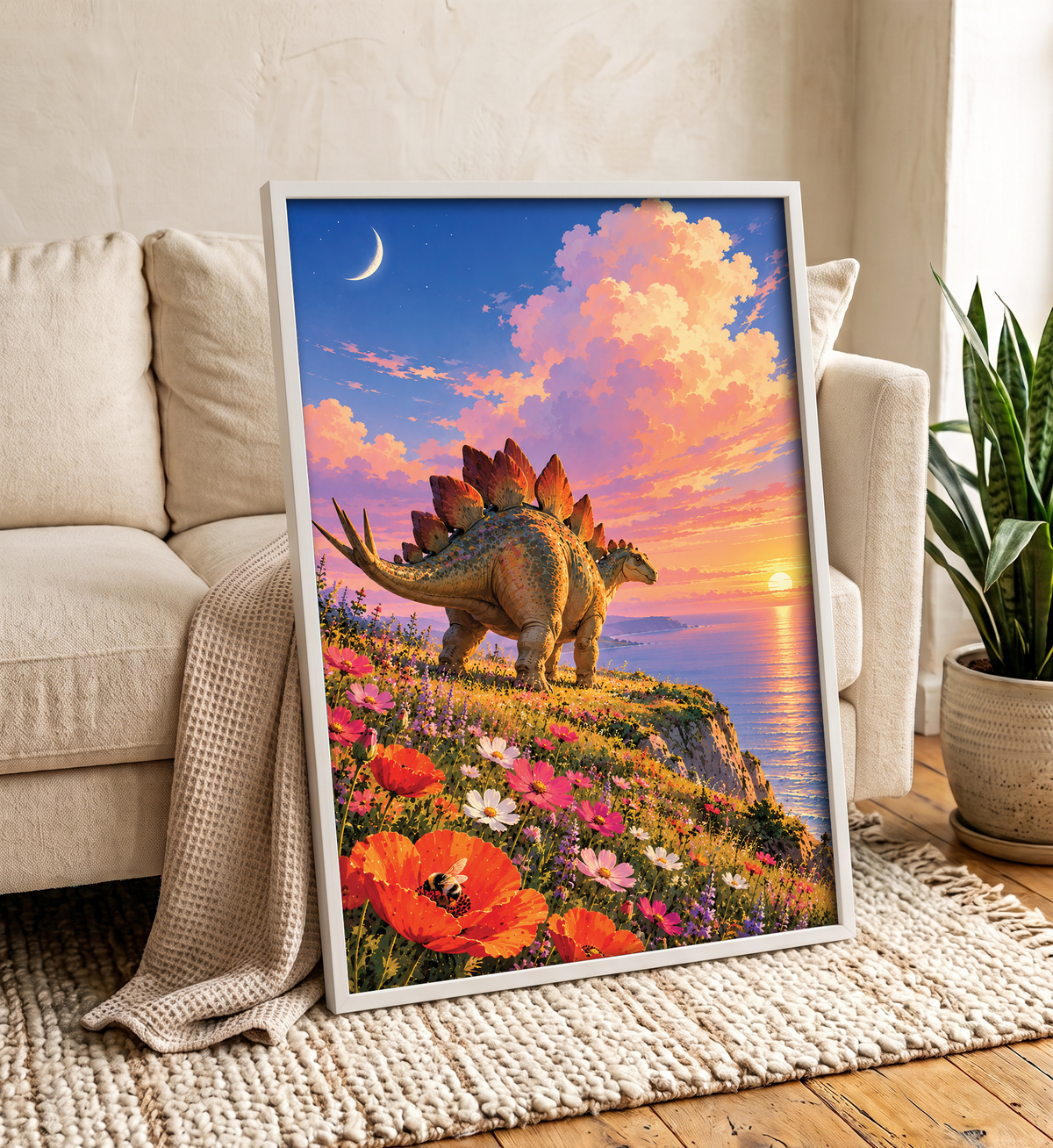 Stegosaurus Coastal Art Print