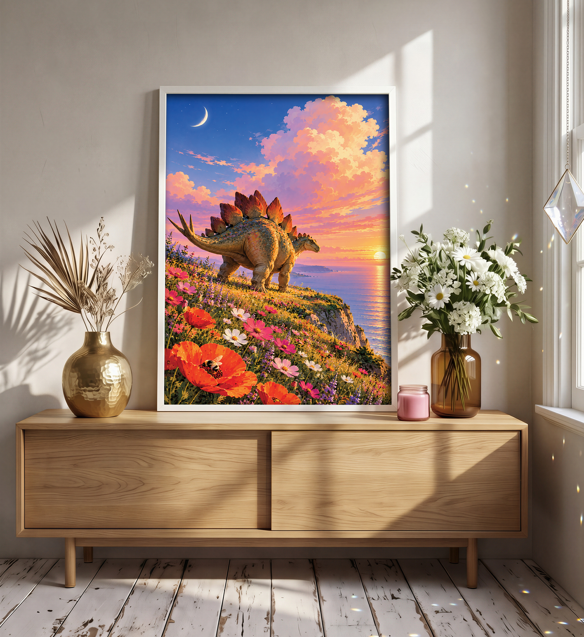 Stegosaurus Coastal Art Print