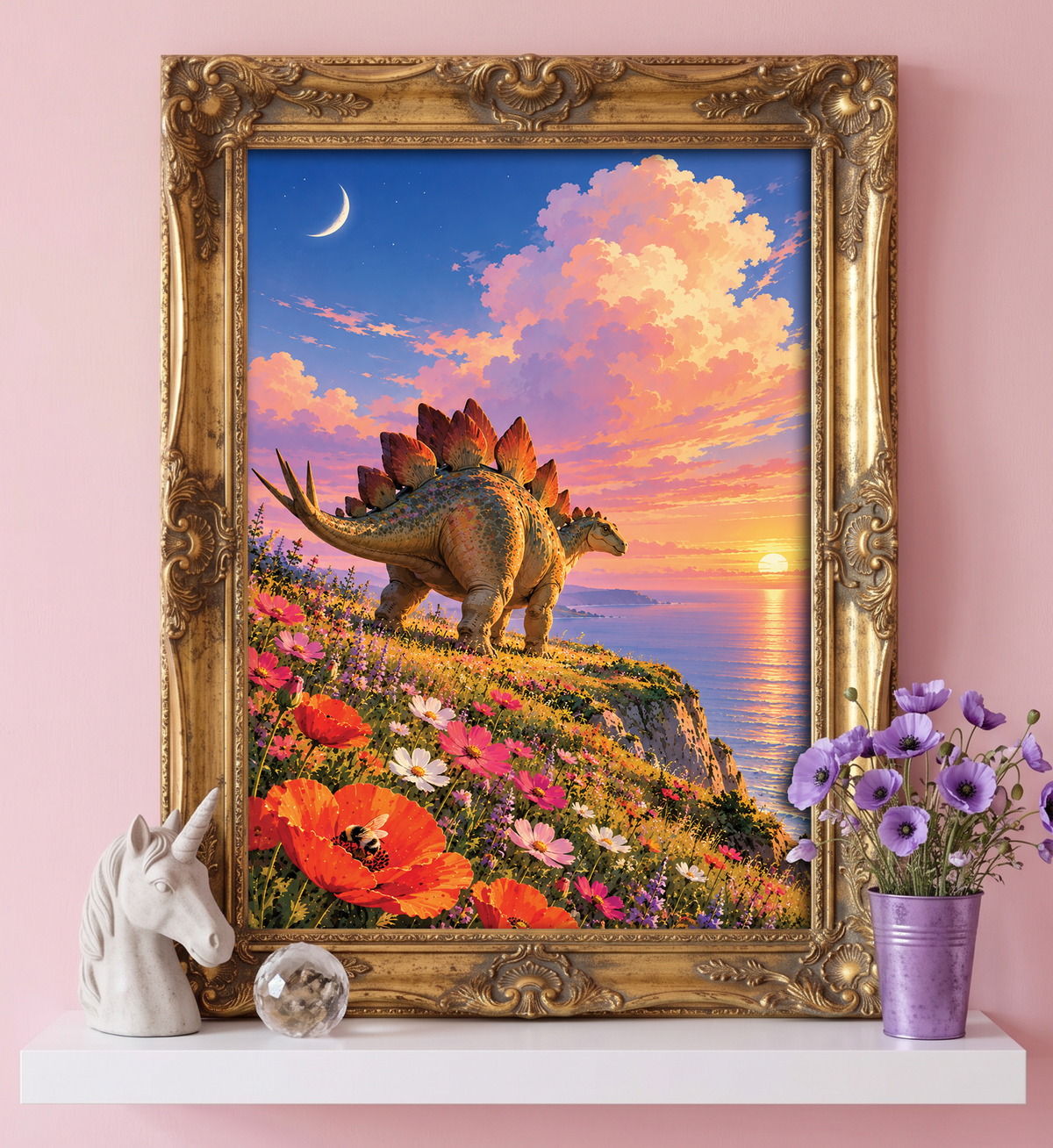 Stegosaurus Coastal Art Print