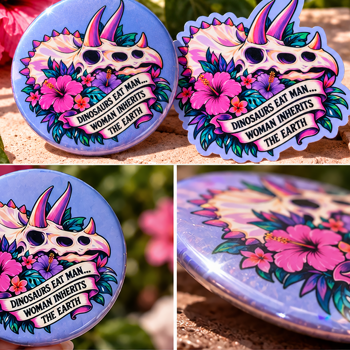 Dinosaurs Eat Man Sticker & Button (Bundles Available)