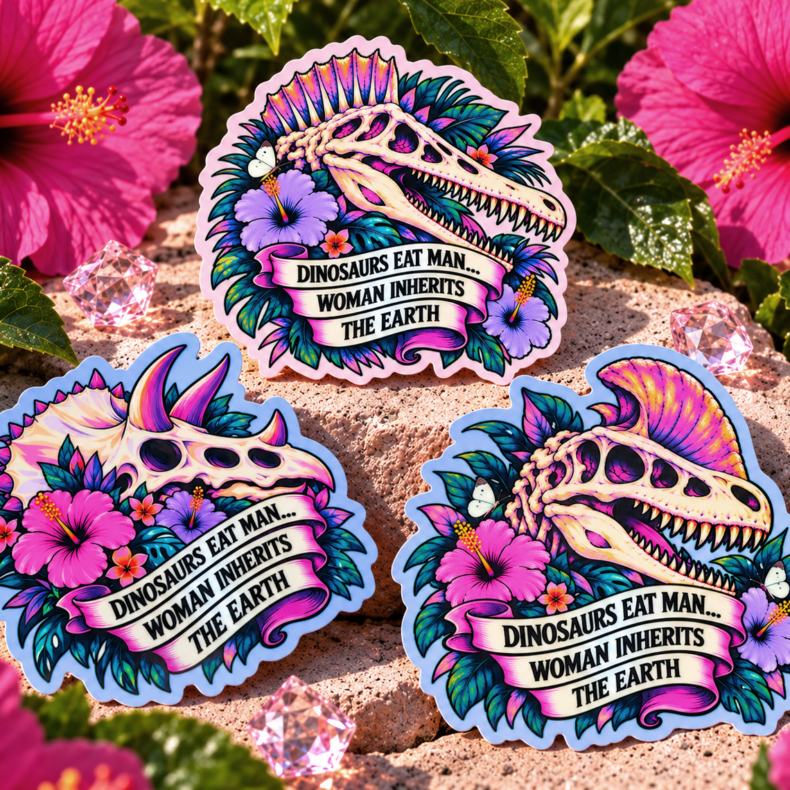 Dinosaurs Eat Man Sticker & Button (Bundles Available)
